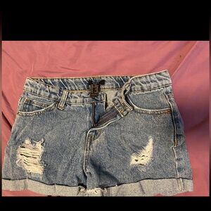Forever 21 Kids Blue Distressed Denim Shorts